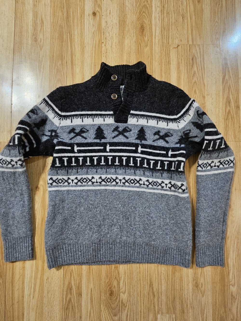 Duluth Trading Co 100% Shetland Wool Pullover Fair-Isle Pattern Sweater Size L